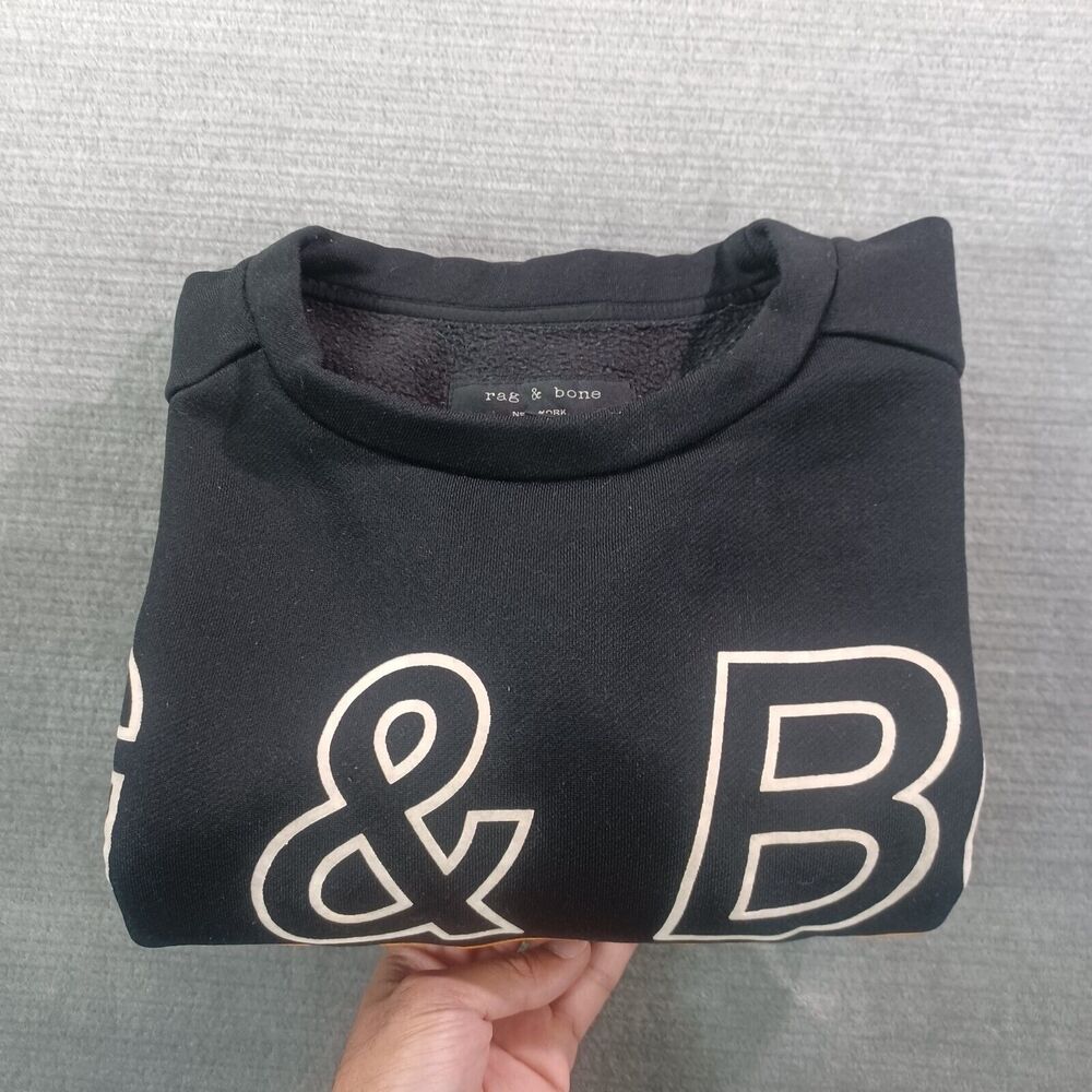 rag & bone Black Crewneck Sweatshirt with Orange "UNIVERSAL" - Picture 8 of 8